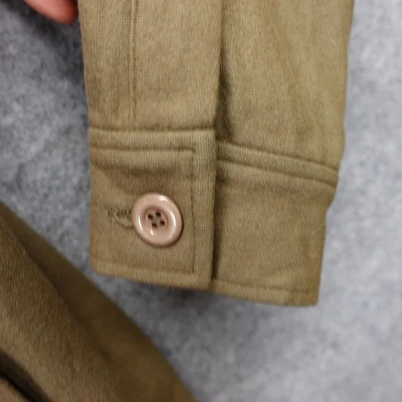 Vintage Chloe Shift Dress Womens LARGE Olive Army Green Wool Pintuck Luxury